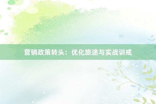 营销政策转头:优化旅途与实战训戒